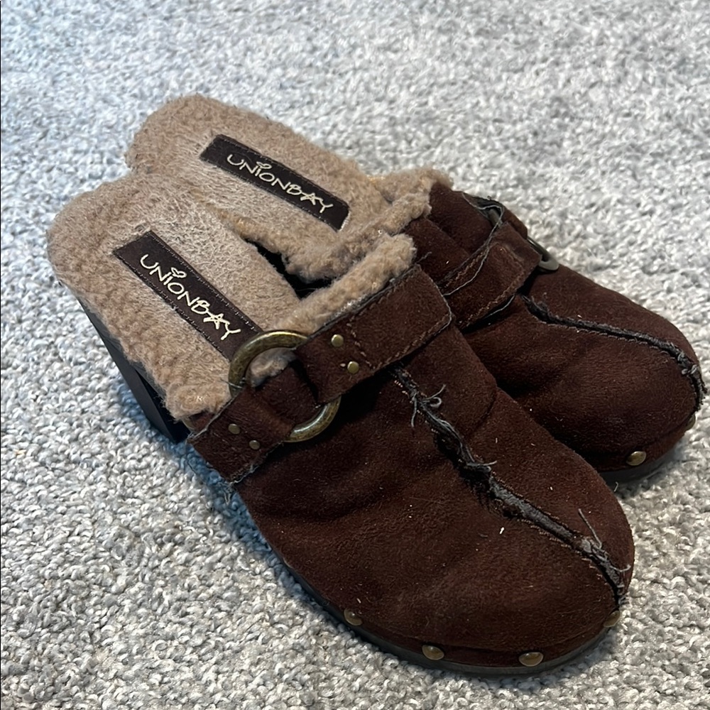 Unionbay Brown Suede Clogs VINTAGE Y2K